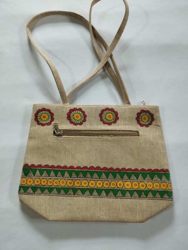 Jute jhola bag madhubani art - Image 2