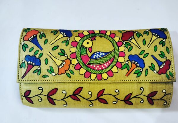 Golden color clutchBag Madhubani Painted Bag for women