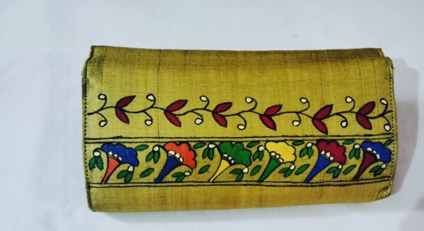 Golden color clutchBag Madhubani Painted Bag for women - Image 2