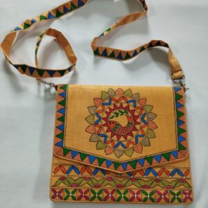 Silk sling bag madhubani art