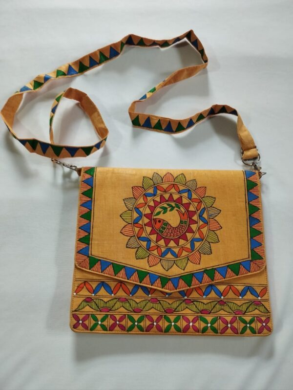 Silk sling bag madhubani art