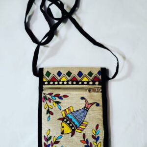 Madhubani peacock design Mobile pouch sling bag