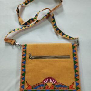 Silk sling bag madhubani art