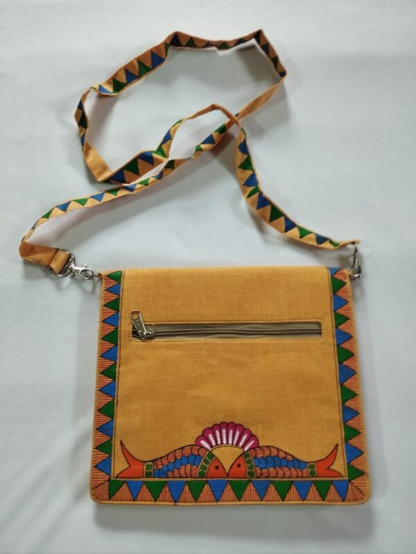 Silk sling bag madhubani art - Image 2